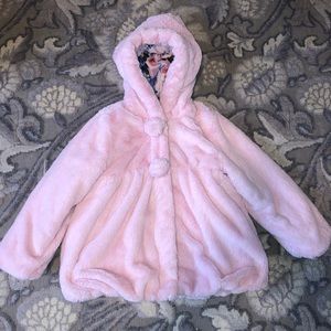 Girls 6x Furry Pink Dress Coat